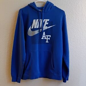 Vintage Nike Blue Pullover Hoodie with White Swoosh and AF Logo